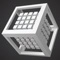 Group of cubes, in cubic frame. white version. 3d style vector illustration