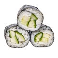 Group of cucumber sushi maki isolated on white background Royalty Free Stock Photo