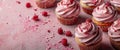 Group of Cupcakes With Pink Frosting and Sprinkles Royalty Free Stock Photo