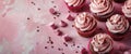 Group of Cupcakes With Pink Frosting and Sprinkles Royalty Free Stock Photo