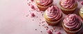 Group of Cupcakes With Pink Frosting and Sprinkles Royalty Free Stock Photo