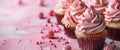 Group of Cupcakes With Pink Frosting and Sprinkles Royalty Free Stock Photo