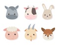 Group of cute animals farm characters