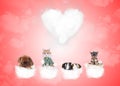 Group of cute animals on love clouds Royalty Free Stock Photo