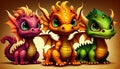 Group of cute baby dragons