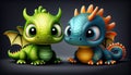 Group of cute baby dragons