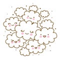 Group of cute cartoon clouds isolated