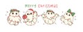 Group of Cute and Kawaii Christmas Ghosts with lights. Festive greeting card banner, Holiday Cartoon Hand Drawing with adorable