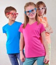 Group of cute kids with eyeglasses