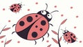 Group of Cute Ladybugs, Nature Insect Illustration, vector design Generative AI Royalty Free Stock Photo