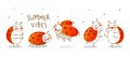 Group of cute little ladybugs isolated on white background - cartoon border for funny design