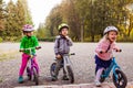 Kids ready for the first cycling competition Royalty Free Stock Photo