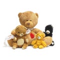 A group of cute teddy bears sitting together Royalty Free Stock Photo