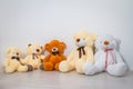 Group of cute teddy bears sitting Royalty Free Stock Photo