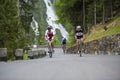 Group cycling uphill Royalty Free Stock Photo