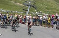 Group of Cyclists on Col du Tourmalet - Tour de France 2018 Royalty Free Stock Photo