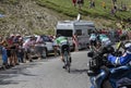 Group of Cyclists on Col du Tourmalet - Tour de France 2018 Royalty Free Stock Photo