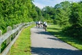 Group of Cyclists Enjoying a Beautiful Day on the Roanoke River Greenway Royalty Free Stock Photo