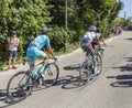 Group of Cyclists on Mont Ventoux - Tour de France 2016 Royalty Free Stock Photo