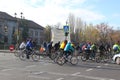 Group of cyclists on the street Royalty Free Stock Photo