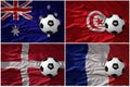 Group D. realistic football balls with national flags of france, australia , denmark, tunisia, ,soccer teams