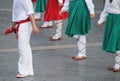 Group of dancers dancing a Basque dance during the folk dance outdoor fest in Bilbao, Spain
