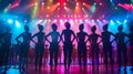 A group of dancers line up in formation backs facing the audience as they prepare to thrill the crowd with synchronized