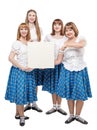 Group of dancers of Scottish dance with empty banner Royalty Free Stock Photo