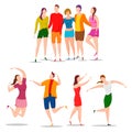 Group of dancing people friend colleague celebrating birthday, new year disco dance holiday