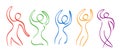 Group of dancing people shapes. Hand drawn icon women figure set Royalty Free Stock Photo