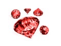 Group dazzling diamond red on white background Royalty Free Stock Photo