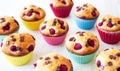 Group of delicious muffins placed on table Royalty Free Stock Photo