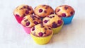 Group of delicious muffins placed on table Royalty Free Stock Photo