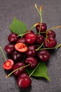 Group of delicious ripe cherries. Royalty Free Stock Photo