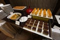 Group of Dessert in Catering plate for , buffet, workgroup,  Grand Dessert Buffet in Luxury Restaurant Hotel Royalty Free Stock Photo