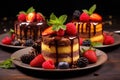 a group of desserts with fruit on them Royalty Free Stock Photo