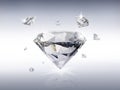 Group of diamonds placed on white background Royalty Free Stock Photo