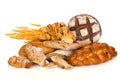 Group of different bread products Royalty Free Stock Photo