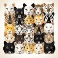 a group of different colored cats are arranged in front of a white background