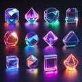A group of different colored glass cubes on a black background Royalty Free Stock Photo