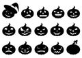 Group of different halloween pumpkins