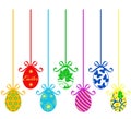 Group of different hanging Easter egg decorations Royalty Free Stock Photo