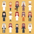 Group of Different People in Traditional Arab Clothes.
