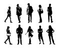 Group of different people. Young child, adult, senior. Men and women. Silhouettes of people in different poses