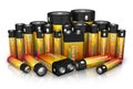 Group of different size batteries Royalty Free Stock Photo