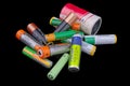 Group of different size batteries Royalty Free Stock Photo