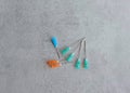 A group of different size used injection needles Royalty Free Stock Photo