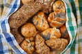 Group of different types of bread and bakery products Royalty Free Stock Photo