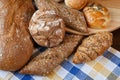 Group of different types of bread and bakery products Royalty Free Stock Photo