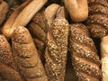 Group of different types of bread with sesame seeds Royalty Free Stock Photo